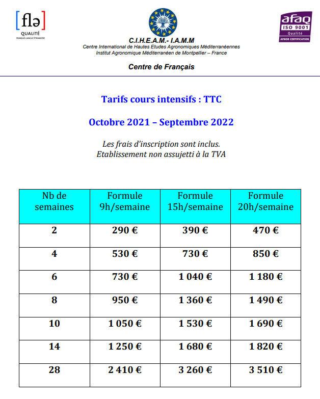Tarifas – CFLE